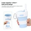 350ML Folding Portable Silicone Telescopic Drinking Coffee Cup Multi-function Silica Cup Travel(Purple)