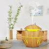Wood Grain USB Hollowed-out Humidifier Seven Color Aromatherapy Lamp Automatic Alcohol Sprayer with Remote Control(Light Brown-3)