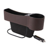 Car Multi-functional Co-pilot Seat Console PU Leather Box Cigarette Lighter Charging Pocket Cup Holder Seat Gap Side Storage Box(Coffee)
