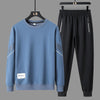 FLQS188 Spring and Autumn Round Collar Pullover Sweatshirt Set Men Casual Sports Clothes, Size: 2XL(Blue)