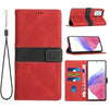 For Samsung Galaxy A53 5G Grid Stitching Leather Phone Case with Lanyard(Red)