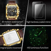 OLEVS 9925 Men Square Dial Multifunctional Waterproof Quartz Watch(Black + Gold)