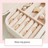 Simple Girl Earrings Rings Plate Jewelry Box Portable Leather Multi-function Jewelry Storage Box(Orange Pink)