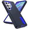 For Samsung Galaxy S25 Ultra 5G Rugged PC Hybrid Silicone Phone Case with Holder(Dark Blue+Royal Blue)