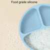 3 Compartments Baby Silicone Suction Cup Plate Childrens Complementary Feeding Bowl(Blue)