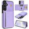 For Samsung Galaxy A15 Three Fold Card Bag Phone Case with Long Lanyard(Purple)