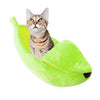 Banana Cat Bed, Large Green, Warm Plush, Cosy Cave