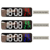 671  Mirror Screen Digital LED Alarm Clock USB Plug-in/Battery Dual-use With Temperature/Humidity Display(Black Shell White Blue)