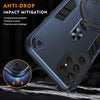 For Samsung Galaxy S25 Ultra 5G Metal Ring 360 Degree Rotating Holder PC Hybrid TPU Phone Case(Navy Blue)