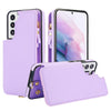 For Samsung Galaxy S22 5G Double Flap Zipper RFID Leather Phone Case with Short Lanyard(Light Purple)