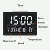 Large Screen LED Clock Bedside Multifunctional Electronic Alarm Clock(Black Shell Green Light)