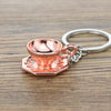 Mini Metal Keychain Coffee Utensils Decorative Pendant, Style: Tray Coffee Cup Rose Gold