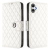 For Samsung Galaxy A06 5G Rhombic Texture Flip Leather Phone Case with Lanyard(White)