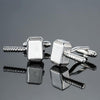 Men Brass Plated Shirt Cufflinks, Color: Silver Laser Hammer