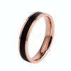 Simple Black White Epoxy Couple Ring Women Titanium Steel Ring Jewelry, Size: US Size 4(Black Glue Rose Gold)