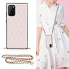 For Samsung Galaxy S20+ Elegant Rhombic Pattern Microfiber Leather +TPU Shockproof Case with Crossbody Strap Chain(Pink)