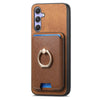 For Samsung Galaxy M54 / F54 5G Retro Cross Leather Ring Vertical Insert Card Bag MagSafe Phone Case(Brown)