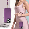 For iPhone 15 Pro Double Flap Zipper RFID Leather Phone Case with Short Lanyard(Dark Purple)
