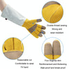 Leather Extended Thick Gardening Gloves Welder Work Gloves, Specification: Gold White L