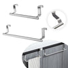 No-Punch Stainless Steel Over Door Towel Rack Cabinet Door Rag Hanging Holder, Length: 36.5cm Silver