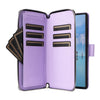 For Samsung Galaxy S22 Ultra 5G Nine-card Slots Zipper Wallet Bag Leather Phone Case(Purple)