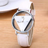 Snake Belt Women Watch Double-Sided Hollow Perspective Triangle Quartz Watch(White)