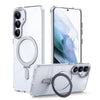 For Samsung Galaxy S25 5G MagSafe Airbag Shockproof Frosted Phone Case with Fold Holder(Silver)