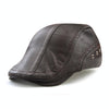 12982 Autumn and Winter Adjustable PU Leather Perforated Peaked Cap, Size:One Size(Dark Coffee)