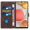 For Samsung Galaxy A42 / M42 5G Grid Stitching Leather Phone Case with Lanyard(Brown)