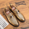 Men Fashion Thick Bottom Pointed Formal Business Leather Shoes, Shoe Size:38(Gold)