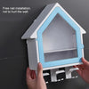 Bathroom Wall Hanging Small House Toothbrush Holder Toiletries Storage Shelf (Blue)