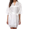 Half Sleeve Robe Women Faux Silk Pajama Sexy Night Dress, Size:L(Red)