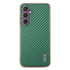 For Samsung Galaxy A05s / M14 AZNS Electroplated Edge Carbon Fiber Texture Phone Case(Green)