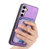 For Samsung Galaxy S24 5G Retro Cross Leather Ring Vertical Insert Card Bag MagSafe Phone Case(Purple)