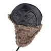 Autumn Winter Imitation Leather Outdoor Ride Hat Ear Protection Pilot Hat, Size: L About 54-58cm(Black)