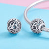 S925 Sterling Silver 26 English Letter Beads DIY Bracelet Necklace Accessories, Style:B