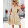 Butterfly Sleeve Layered Hem Dress V-Neck Loose Waist-Cinching Patchwork Dress, Size: XL(Apricot)