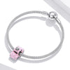 S925 Sterling Silver Pink Car Beads DIY Bracelet Necklace Accessories