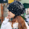 Autumn and Winter Ladies Cotton Flower Print Hat Windproof Warm Beanie, Size:50-60cm(Cashew Flower Black)