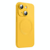 For iPhone 15 CD Texture MagSafe Liquid Silicone Phone Case(Lemon Yellow)