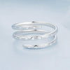 S925 Sterling Silver Platinum-plated Wound Zircon Open Adjustable Plain Ring(BSR543-E)
