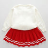 Girls Bow Sweater + Half Skirt Set Knitted Two-Piece Kit, Size: 130cm(Red)