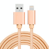 3m 3A Woven Style Metal Head 8 Pin to USB Data / Charger Cable(Gold)