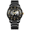 BINBOND B1117 30M Waterproof Earth Dial Butterfly Buckle Luminous Quartz Watch(Black Steel-Black-Gold)
