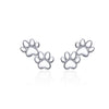 Pet Footprint Sterling Silver Stud Earrings Simple Platinum Plated Earrings