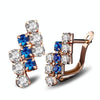 1 Pair Of 18 k Gold Irregular Geometrical Sterling Silver Crystal Stud Earring For Women, 21*9 mm(Blue)