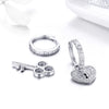 Key Lock Earrings S925 Sterling Silver Platinum-plated Simple Earrings