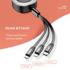 ROCK G3 5V 3.6A 3 in 1 8 Pin + Micro USB + USB-C / Type-C Retractable Fast Charging Data Cable, The Maximum Length: 1.2m(Black)