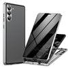 For Samsung Galaxy S24 5G Privacy Full Cover Magnetic Metal Tempered Glass Phone Case(Silver)
