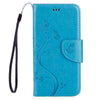 For Galaxy A3 (2017) / A320 Butterflies Love Flowers Embossing Horizontal Flip Leather Case with Holder & Card Slots & Wallet & Lanyard(Blue)